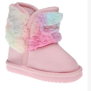 NEW Bebe Girls Pink & Blue Tie-Dye Faux Fur Winter Boots